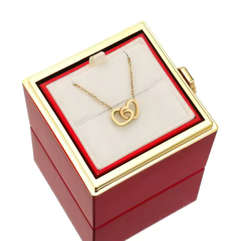 Coffret Rose Éternelle + Collier Personnalisé