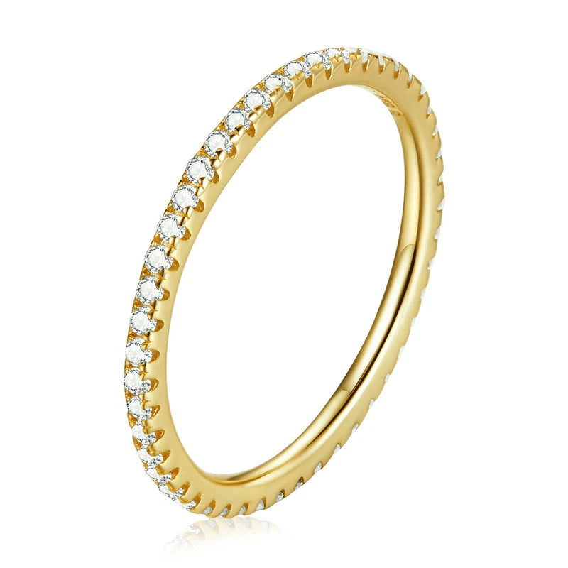 BAMOER White Gold Plated Solid 925 Sterling Silver CZ Simulated Diamond Stackable Ring Eternity Bands for Women