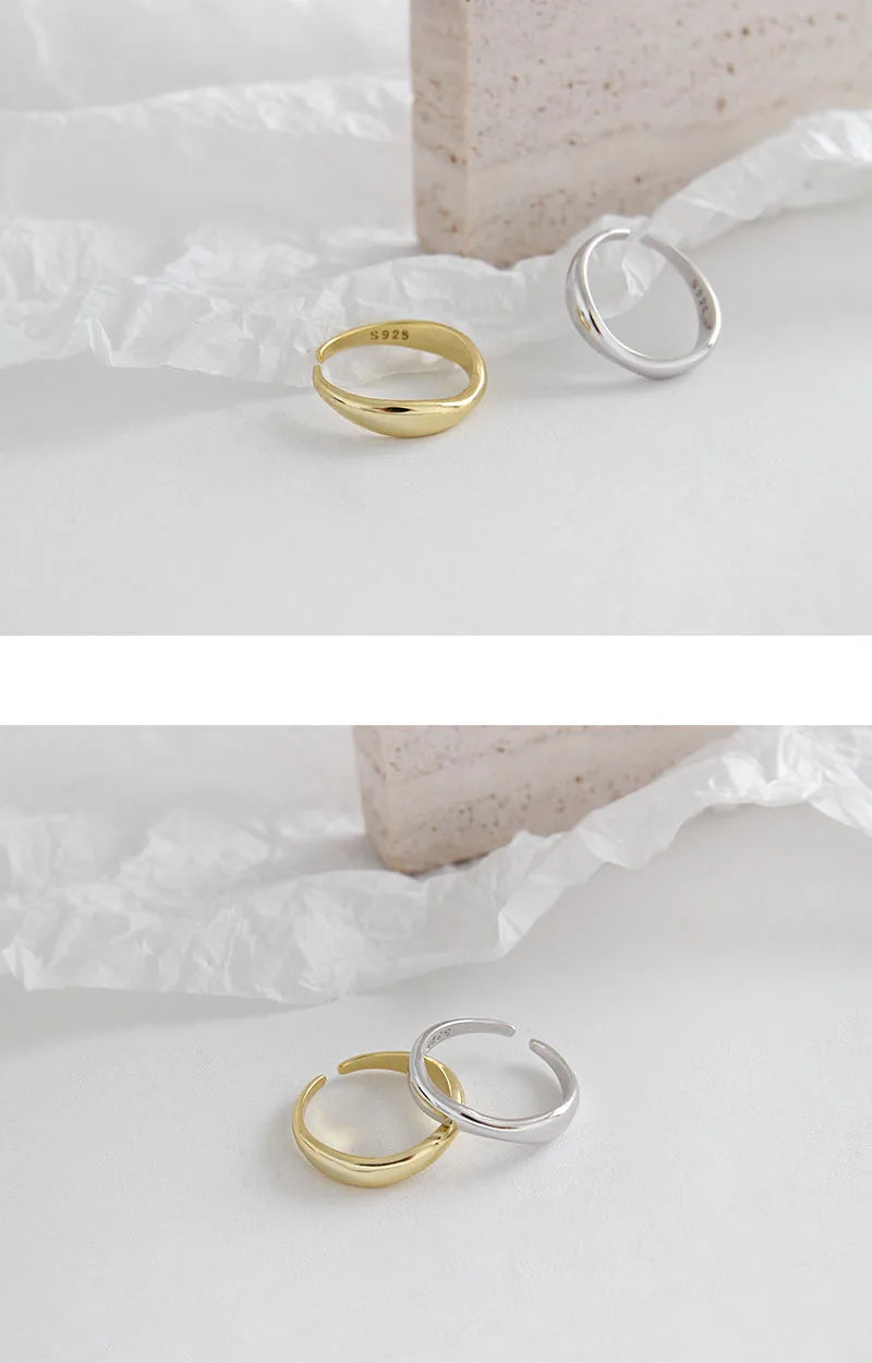 XIYANIKE Silver Color Irregular Wave Rings Trendy Simple Geometric Handmade Jewelry for Women Couple Size 17mm Adjustable