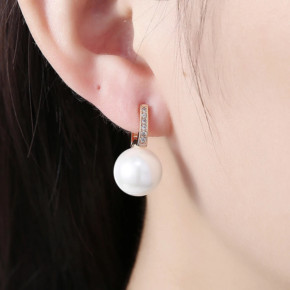 Sterling Silver Jewelry Earrings 925 Sterling Silver Crystal Pearl Hoop Earrings Brincos Pendientes de plata