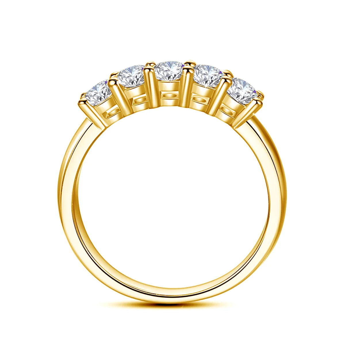 With Certficate Original Solid 18K Gold Moissanite Ring For Women 5 Stone AU 750 Luxury Jewelry With Stamp Engagement Gift Trend