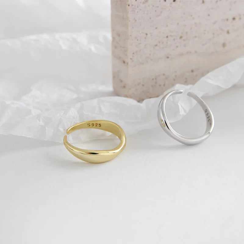 XIYANIKE Silver Color Irregular Wave Rings Trendy Simple Geometric Handmade Jewelry for Women Couple Size 17mm Adjustable