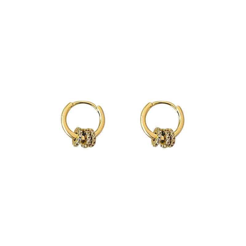 Classic Gold Color Stainless Steel Geometric Circle Hoop Earrings for Women Charm Zircon Korean Jewelry Party Accessories Gift