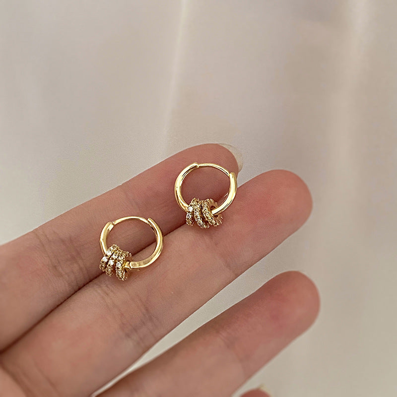 Classic Gold Color Stainless Steel Geometric Circle Hoop Earrings for Women Charm Zircon Korean Jewelry Party Accessories Gift