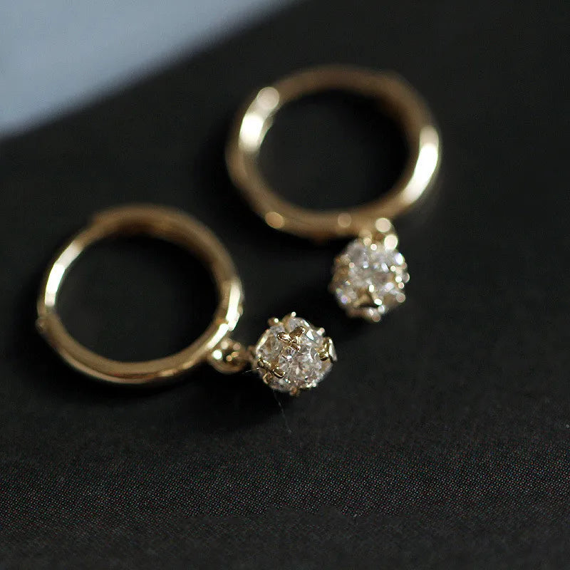 925 sterling silver Plating 14K Gold Sparkling Zircon Geometric Pendant Earrings for Women Simple Temperament Wedding Party Jewe