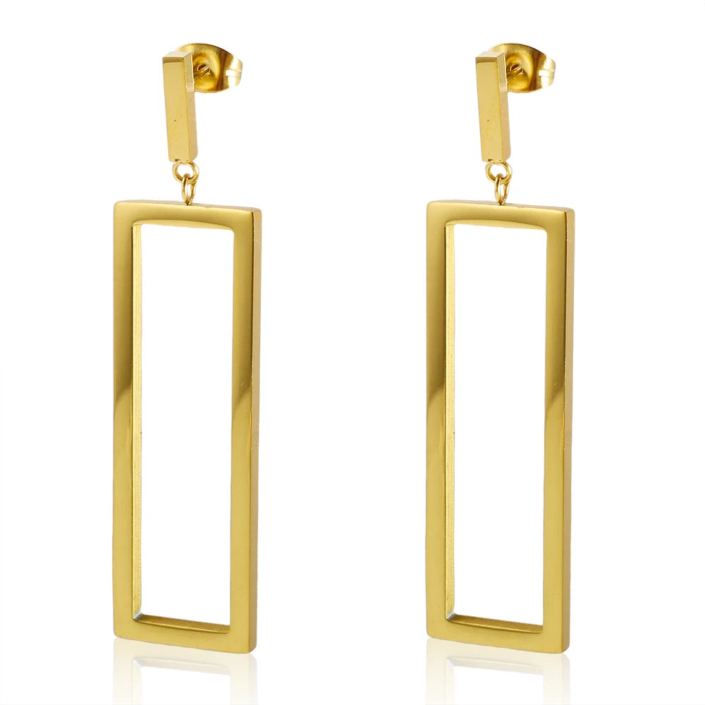 Golden Rectangle Drop Earrings