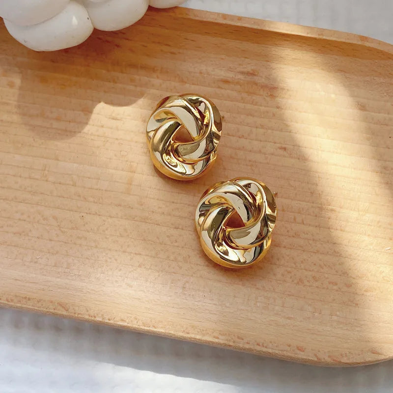 Golden Spiral Studs Earrings
