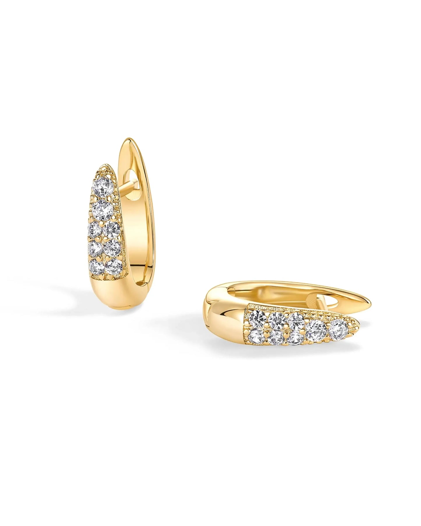18K Gold Plated Hoop Earrings For Women Luxury Zircon Earrings With 925 Sterling Silver Posts Lady Girls Hypoallergenic Cubic
