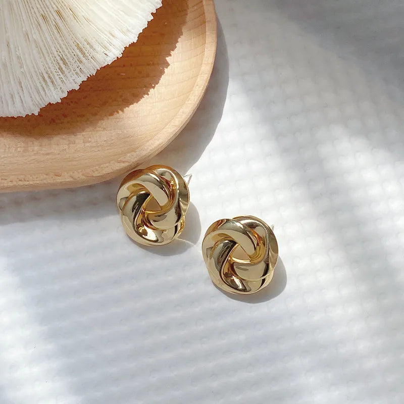 Golden Spiral Studs Earrings