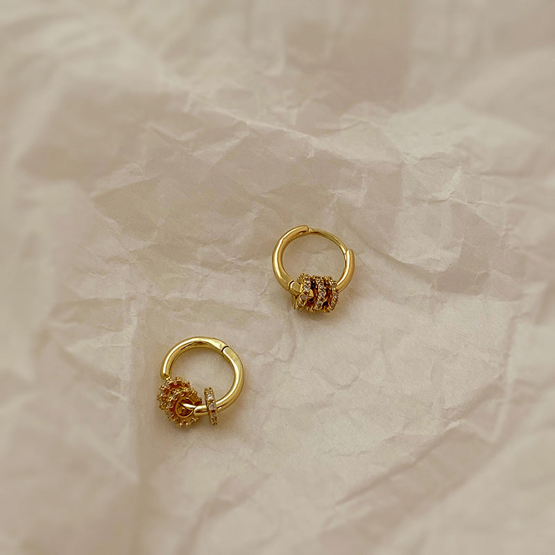 Classic Gold Color Stainless Steel Geometric Circle Hoop Earrings for Women Charm Zircon Korean Jewelry Party Accessories Gift