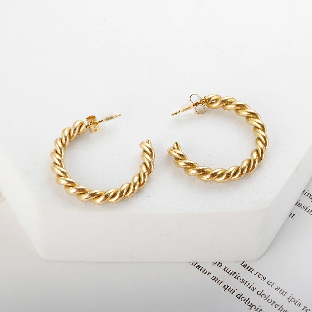 18K Gold Plated Twist Hoops