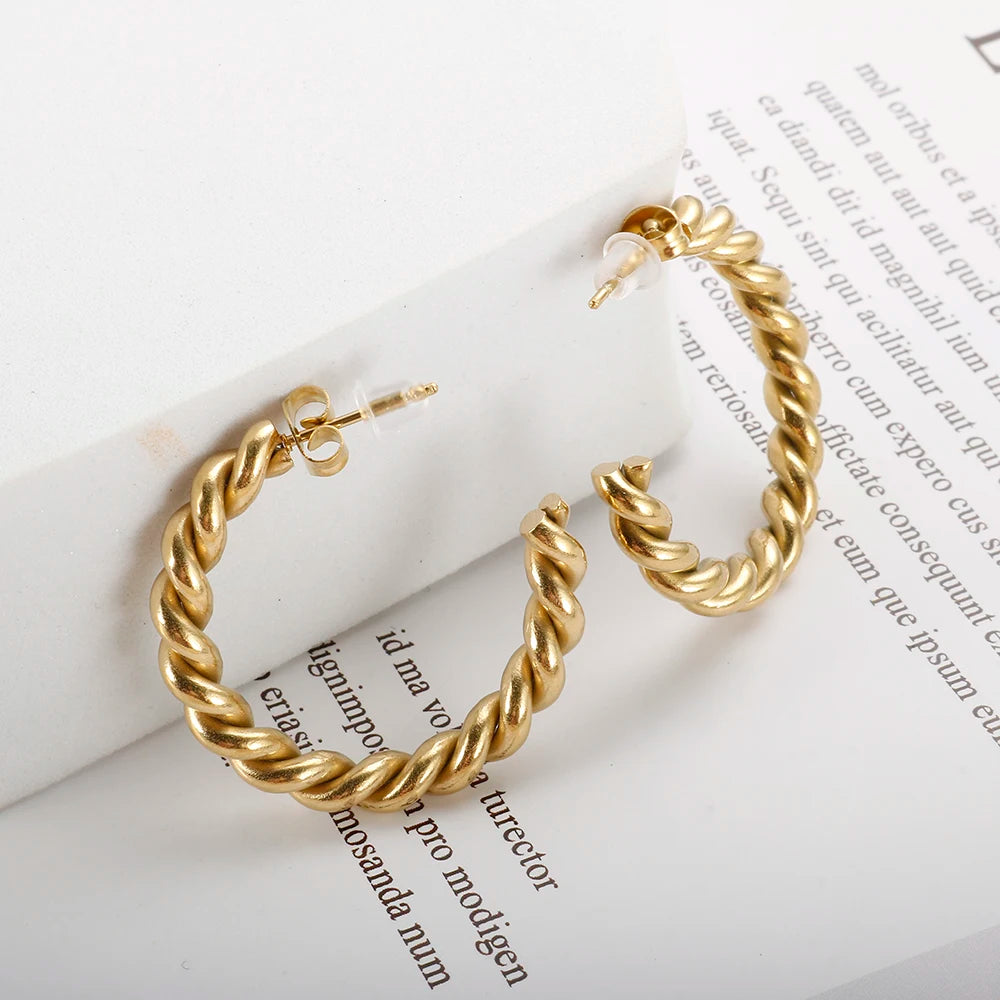 18K Gold Plated Twist Hoops