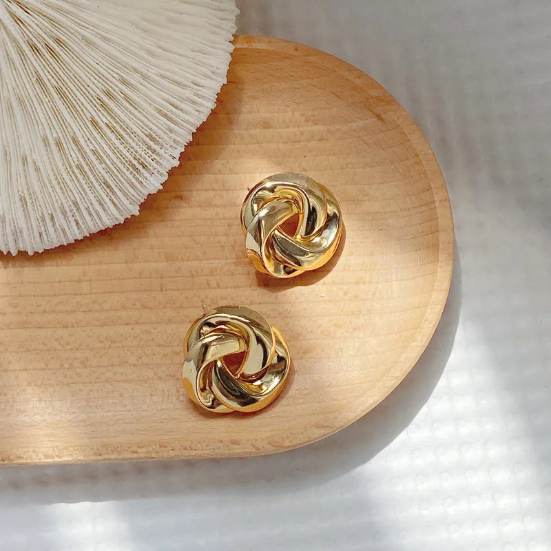 Golden Spiral Studs Earrings