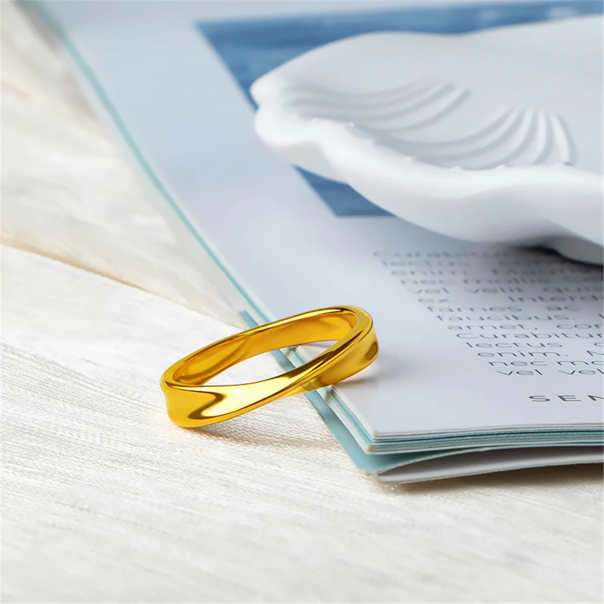 Golden Mobius Infinity Ring