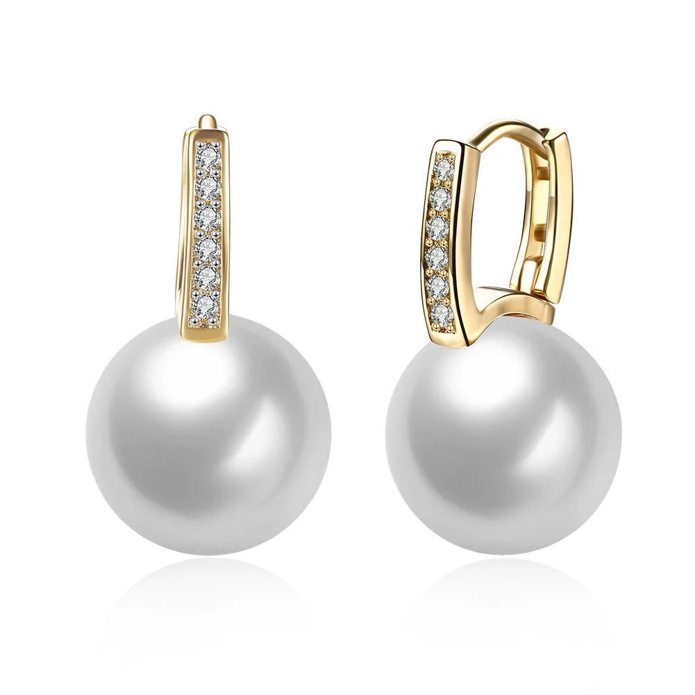 Sterling Silver Jewelry Earrings 925 Sterling Silver Crystal Pearl Hoop Earrings Brincos Pendientes de plata