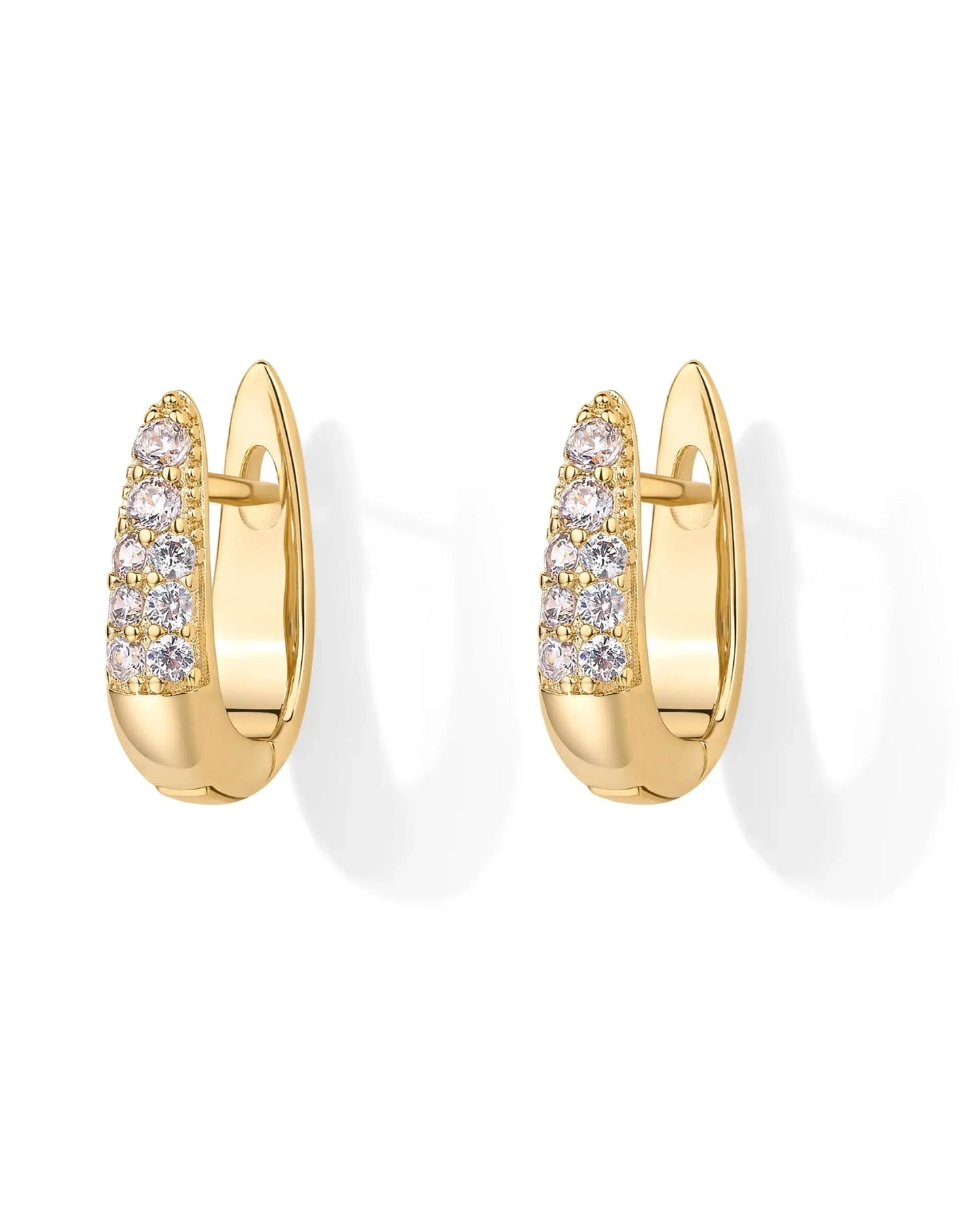 18K Gold Plated Hoop Earrings For Women Luxury Zircon Earrings With 925 Sterling Silver Posts Lady Girls Hypoallergenic Cubic