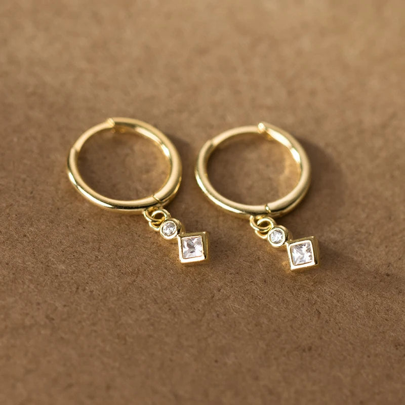 INZATT INS Hot Real 925 Sterling Silver Zircon Hoop Earrings For Fashion Women Punk Fine Jewelry 18k Gold Accessories
