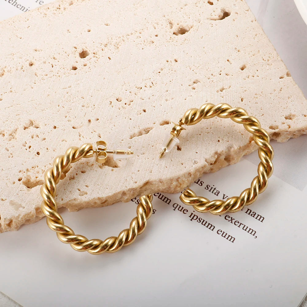 18K Gold Plated Twist Hoops