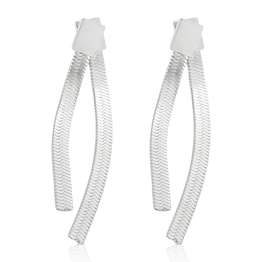 Silver Flow Chain Drops Earrings