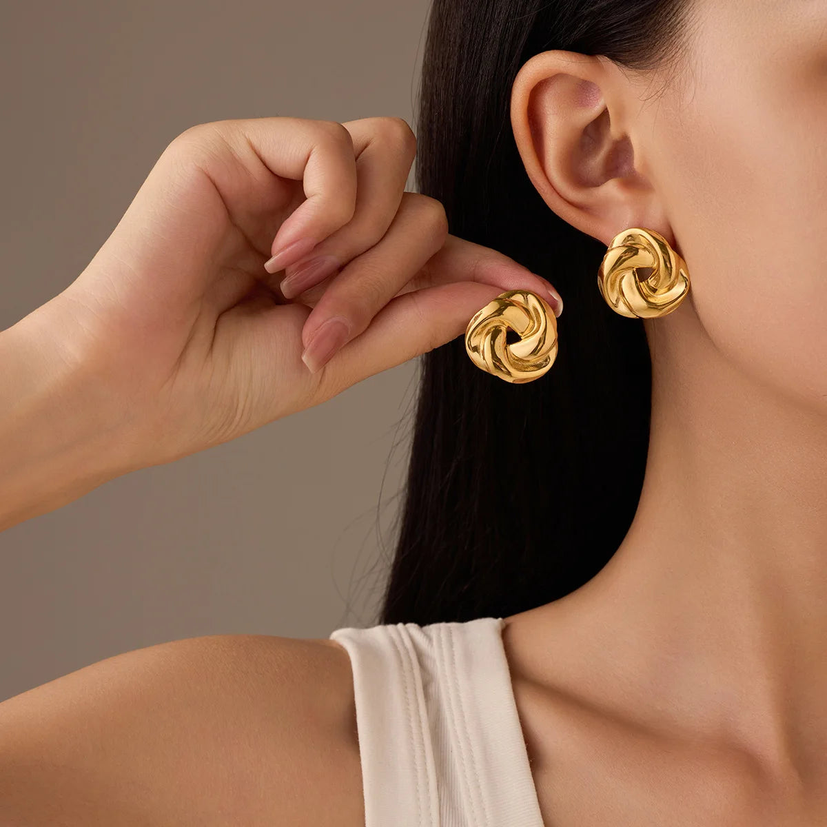 Golden Spiral Studs Earrings