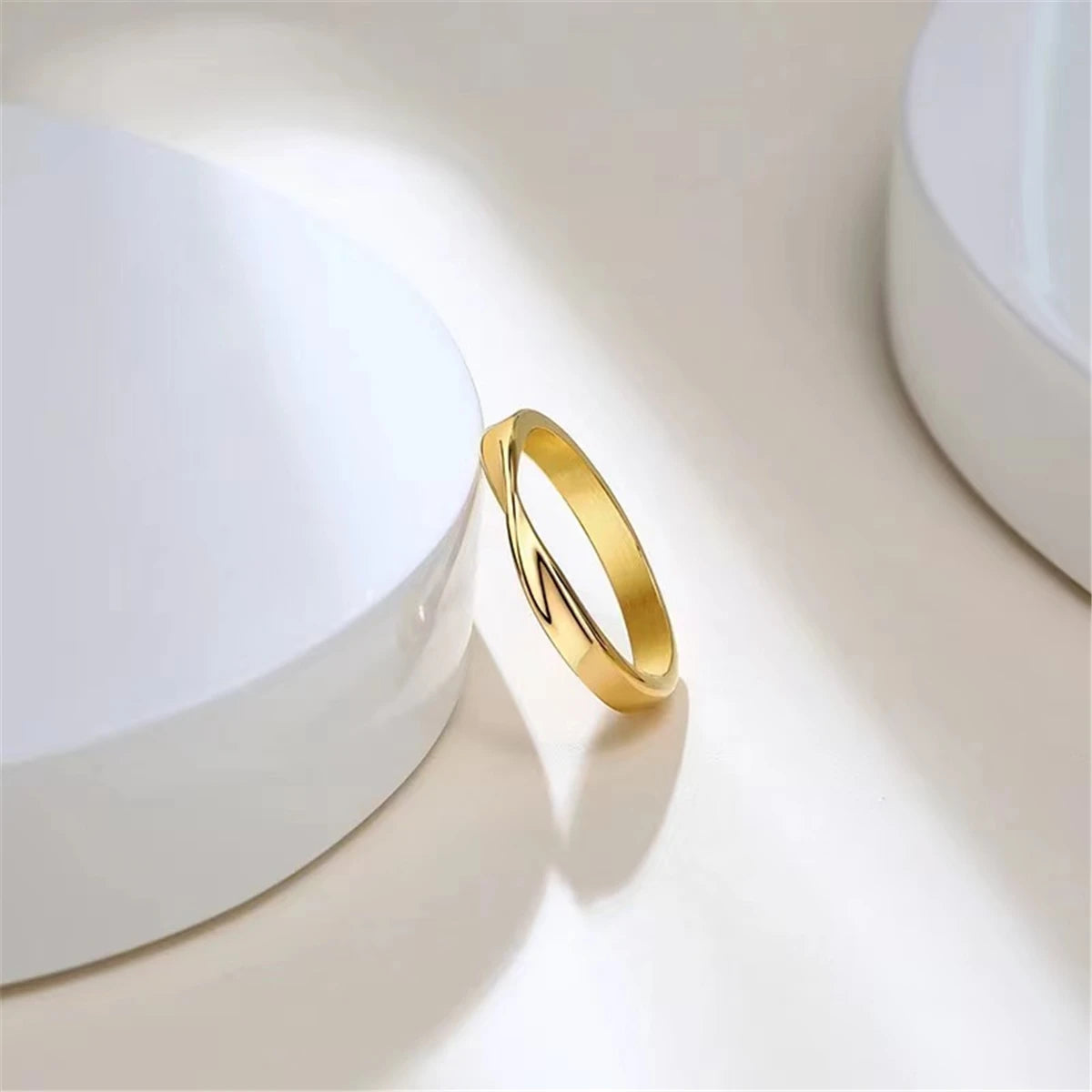 Golden Mobius Infinity Ring