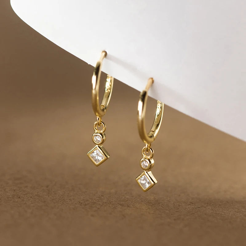 INZATT INS Hot Real 925 Sterling Silver Zircon Hoop Earrings For Fashion Women Punk Fine Jewelry 18k Gold Accessories