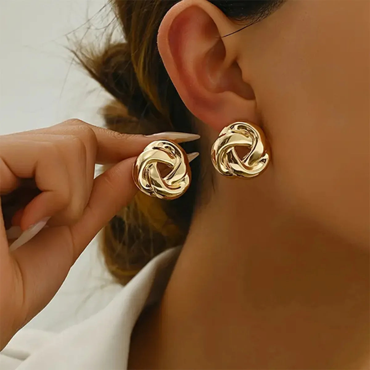 Golden Spiral Studs Earrings