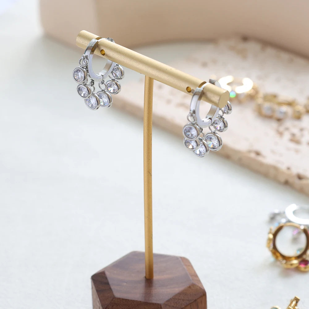 Elegance Zirk Earrings - Silver