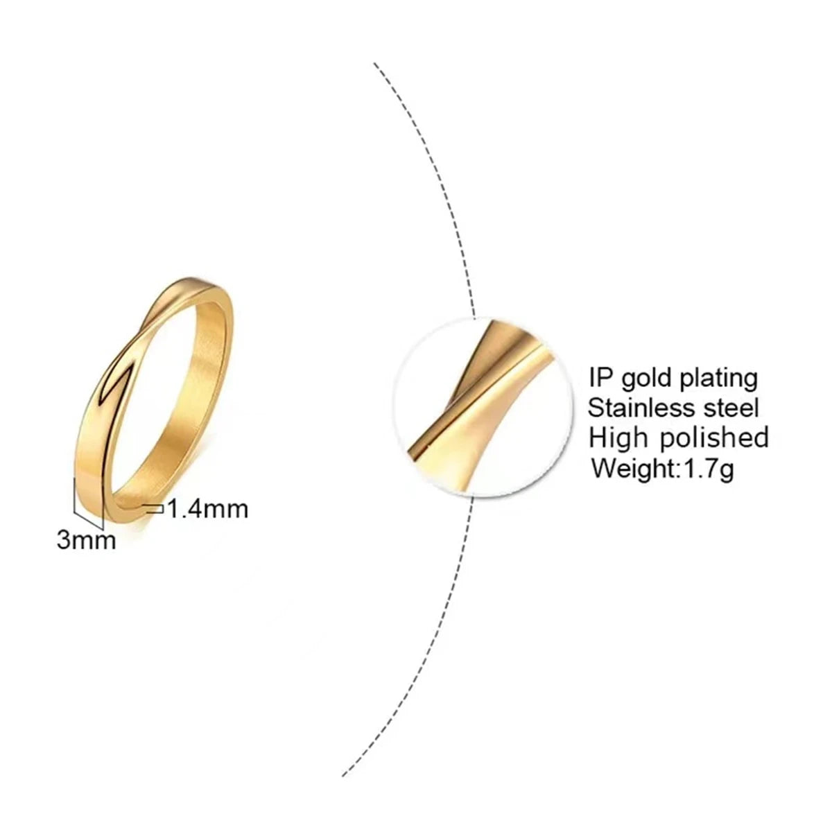 Golden Mobius Infinity Ring