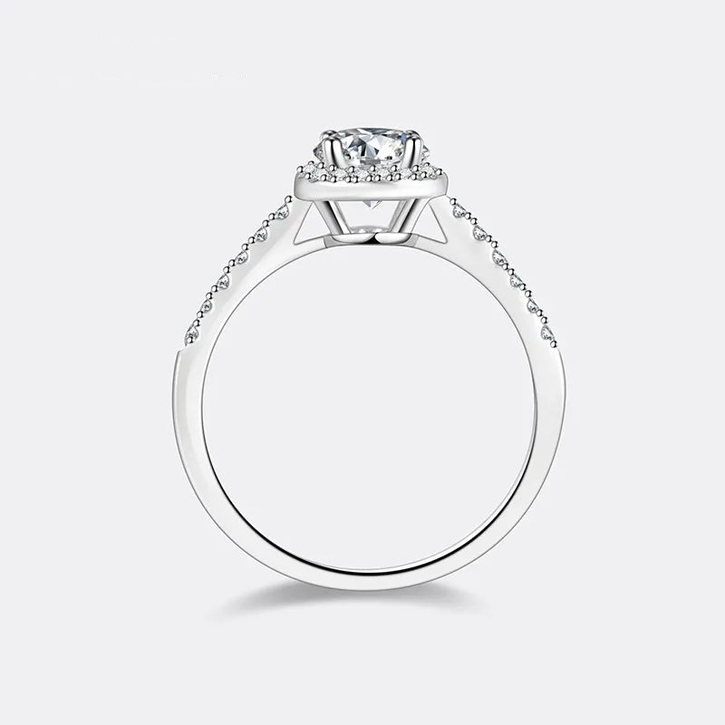 PERFANY 1/2CT Oval Cut Moissanite Ring for Women S925 Pure Silver Shiny Laboratory Certified Diamond Wedding Luxury Jewelry
