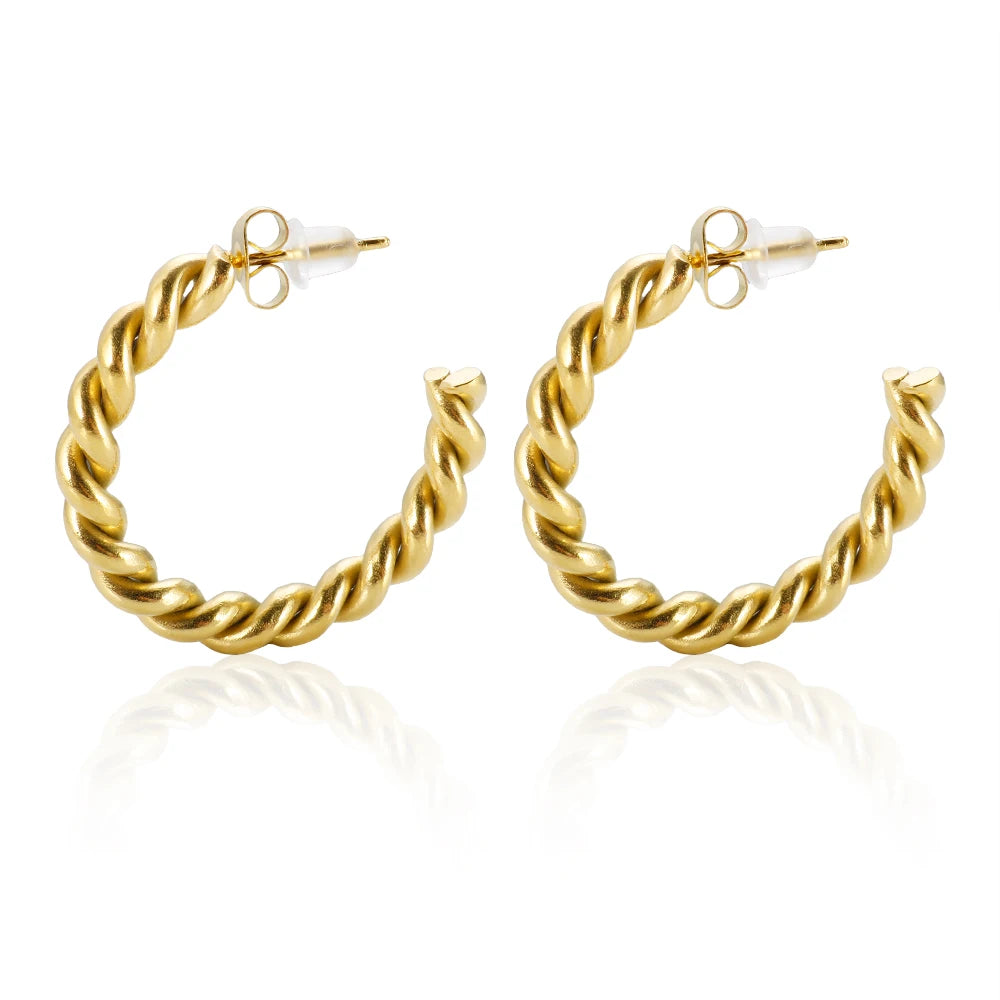 18K Gold Plated Twist Hoops