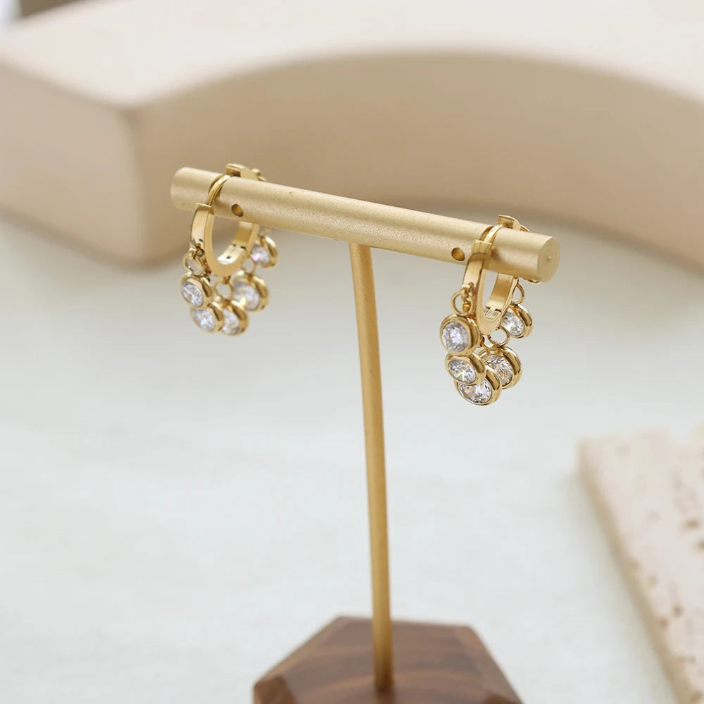 Elegance Zirk Earrings - Gold & Shinning Stones