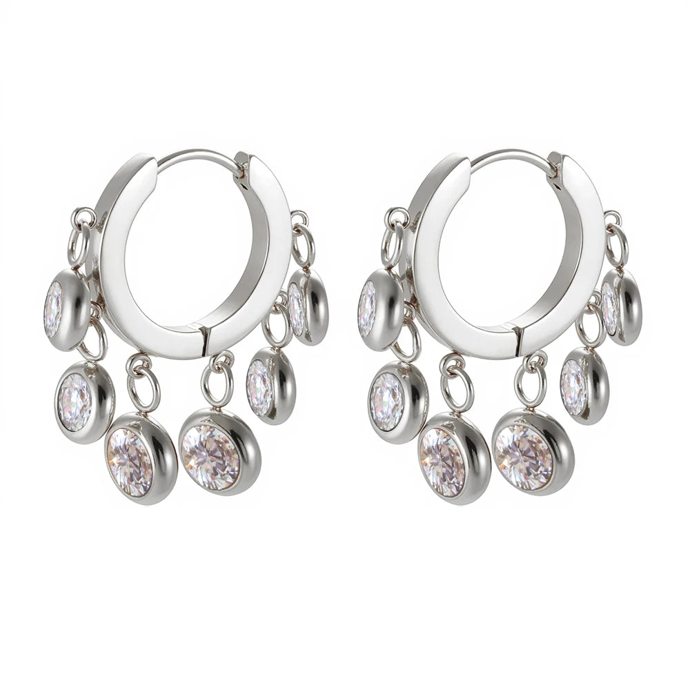 Elegance Zirk Earrings - Silver