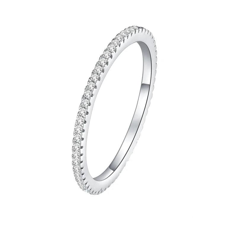 BAMOER White Gold Plated Solid 925 Sterling Silver CZ Simulated Diamond Stackable Ring Eternity Bands for Women