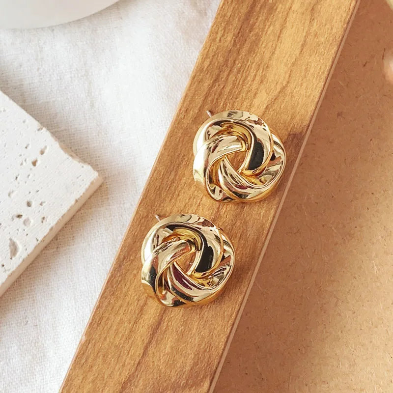 Golden Spiral Studs Earrings