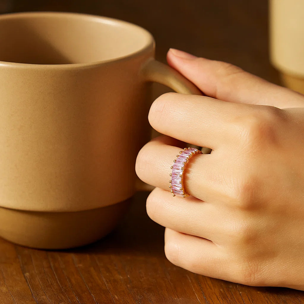 Allora Waterproof Pink Crystal Ring