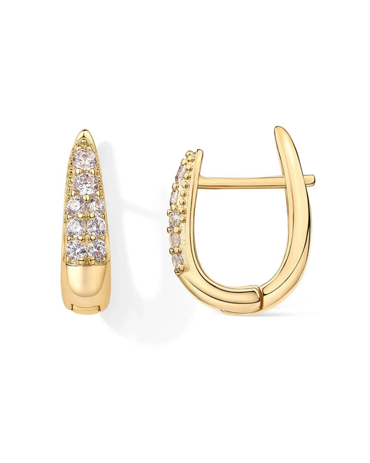 18K Gold Plated Hoop Earrings For Women Luxury Zircon Earrings  With 925 Sterling Silver Posts Lady Girls Hypoallergenic Cubic