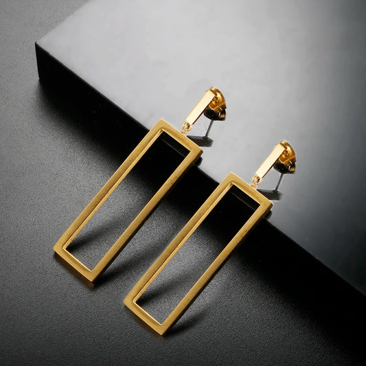 Golden Rectangle Drop Earrings