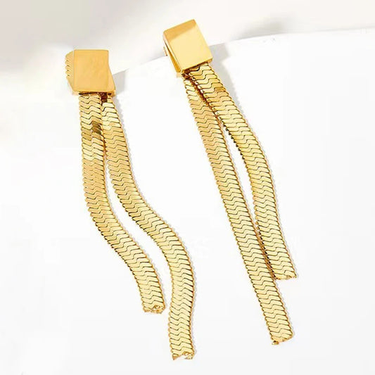 Golden Flow Chain Drops Earrings