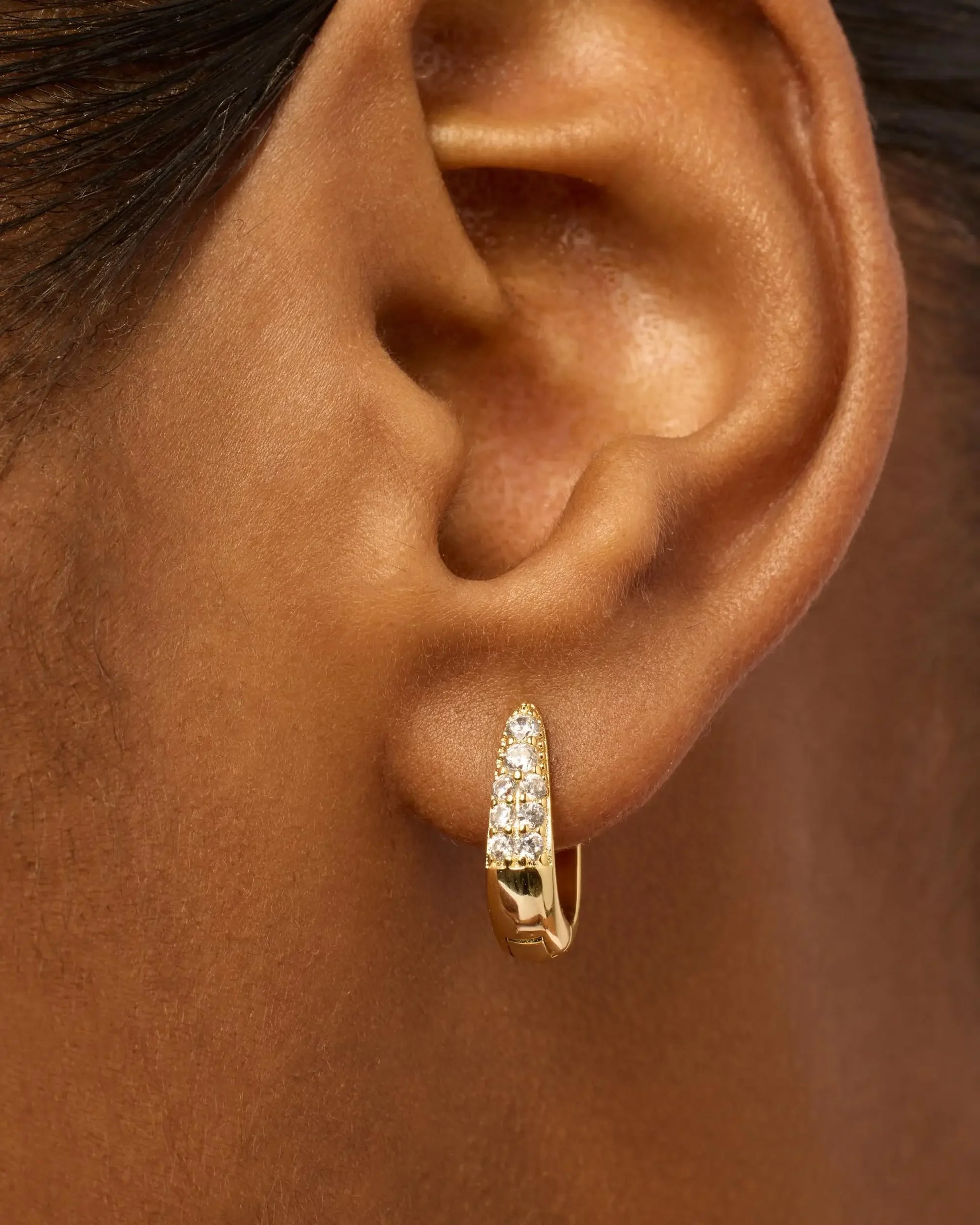 18K Gold Plated Hoop Earrings For Women Luxury Zircon Earrings  With 925 Sterling Silver Posts Lady Girls Hypoallergenic Cubic