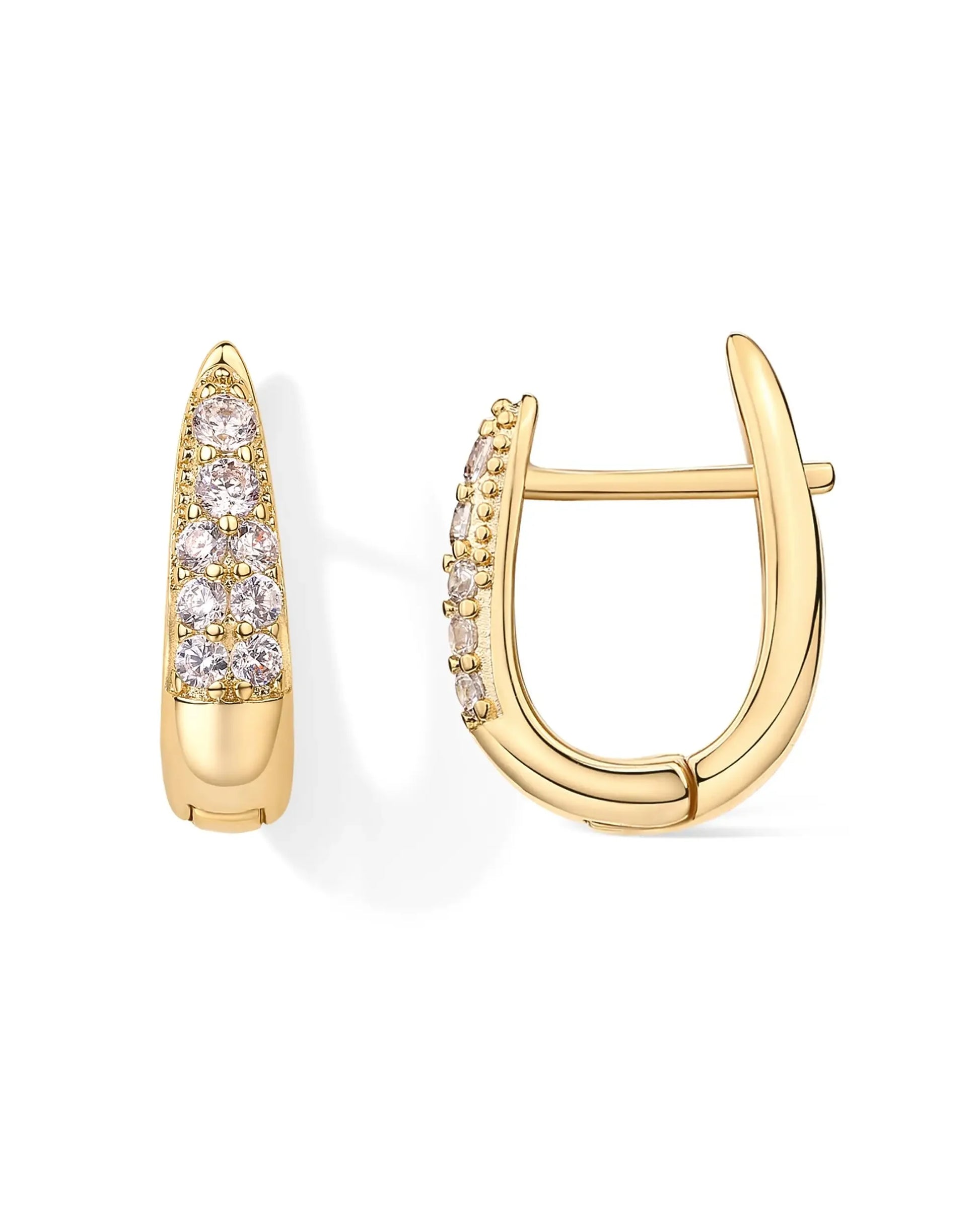 18K Gold Plated Hoop Earrings For Women Luxury Zircon Earrings  With 925 Sterling Silver Posts Lady Girls Hypoallergenic Cubic