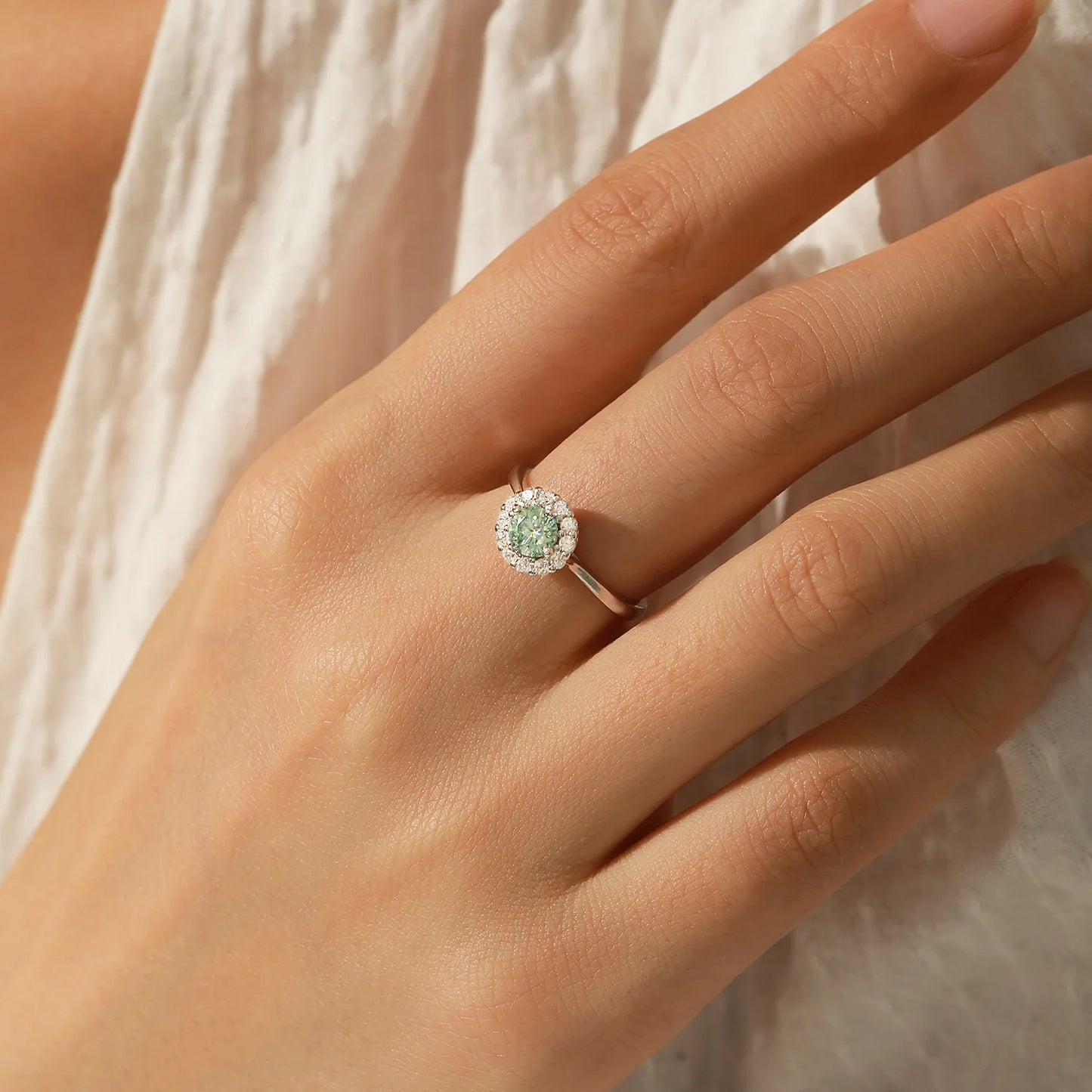 Radiant Moissanite Halo Ring