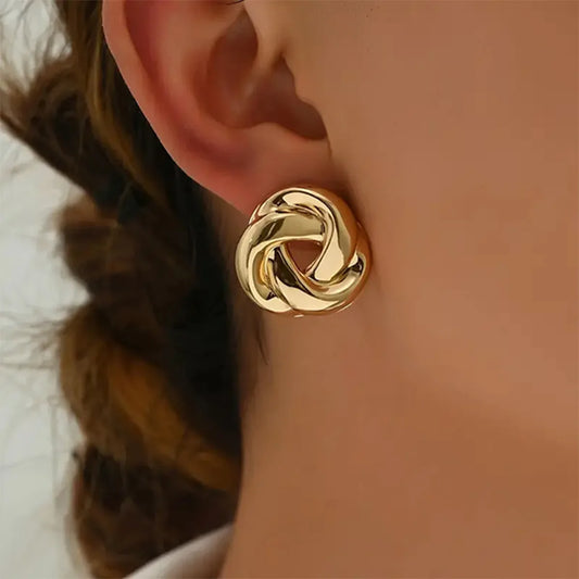 Golden Spiral Studs Earrings