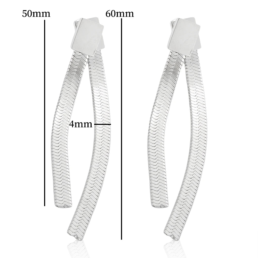 Silver Flow Chain Drops Earrings