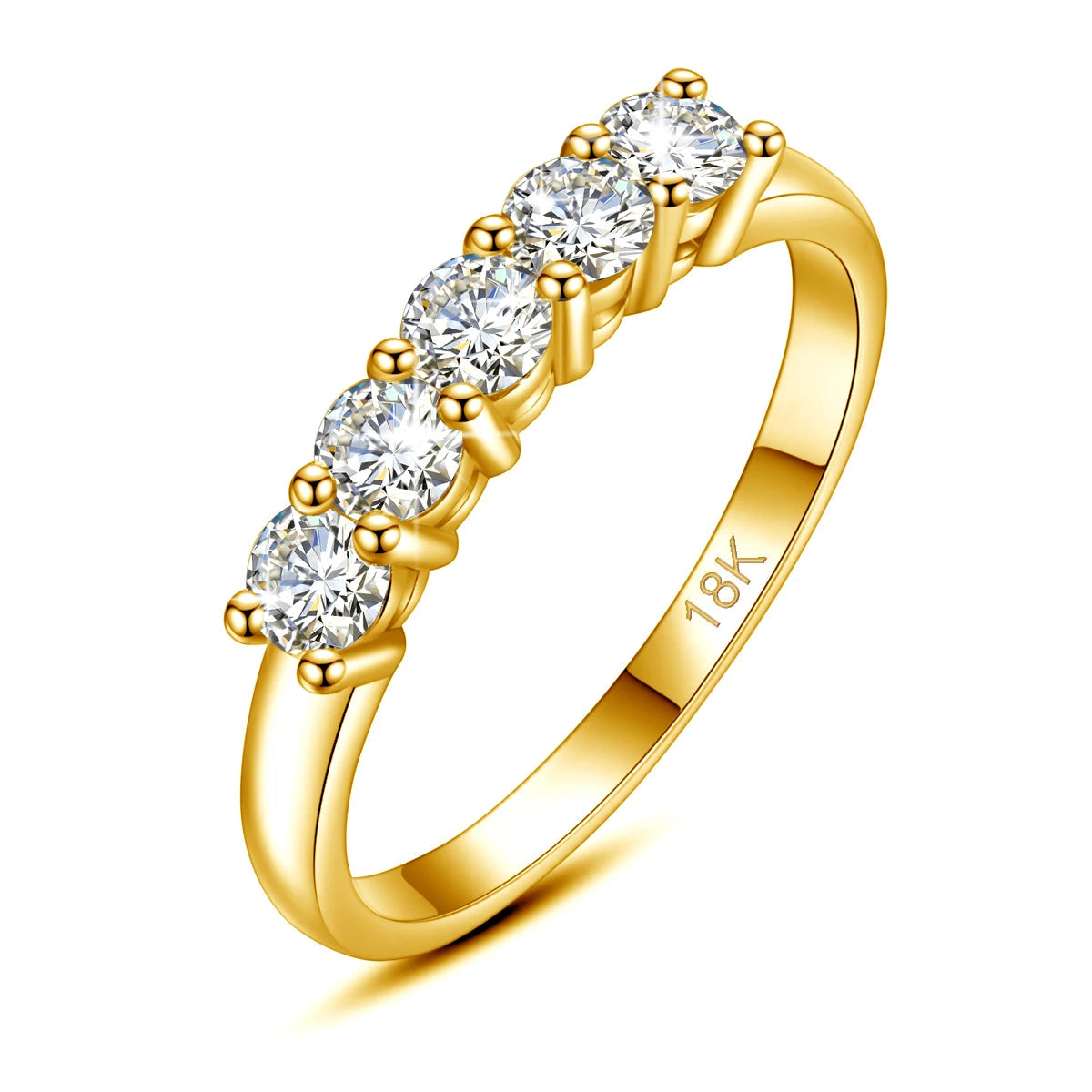 With Certficate Original Solid 18K Gold Moissanite Ring For Women 5 Stone AU 750 Luxury Jewelry With Stamp Engagement Gift Trend