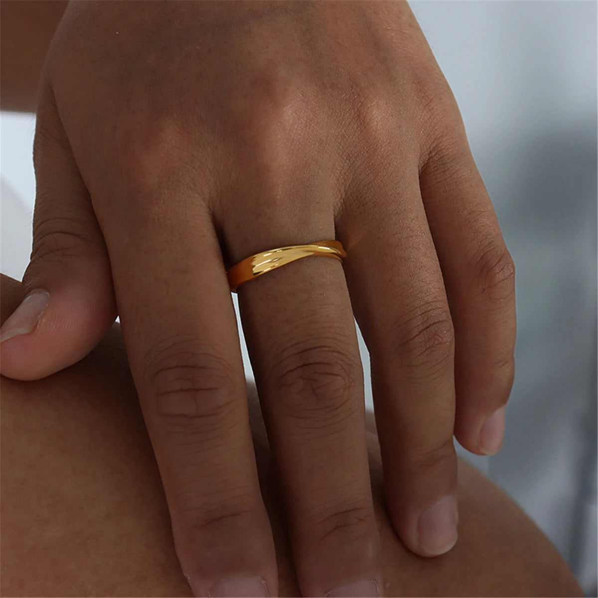 Golden Mobius Infinity Ring
