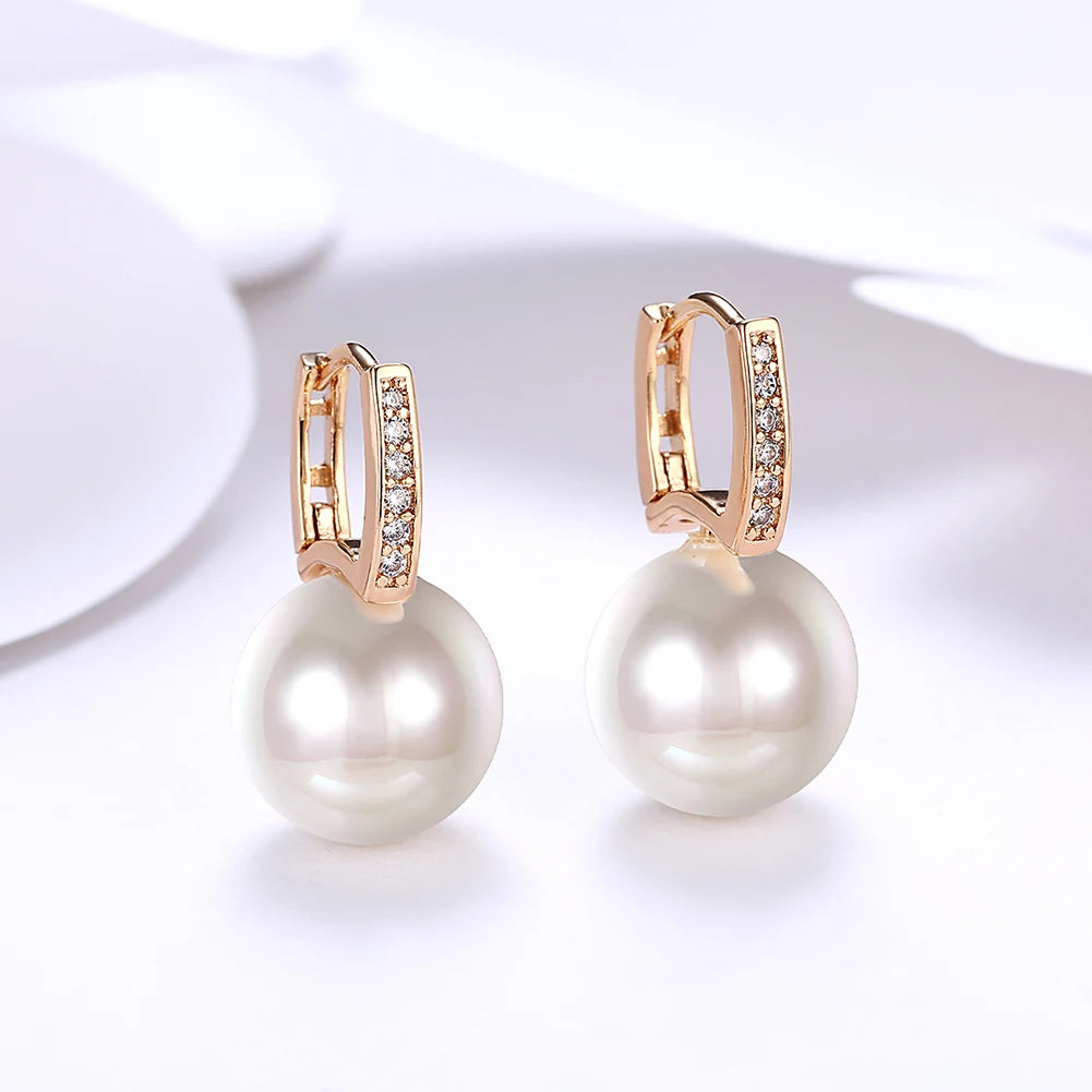 Sterling Silver Jewelry Earrings 925 Sterling Silver Crystal Pearl Hoop Earrings Brincos Pendientes de plata